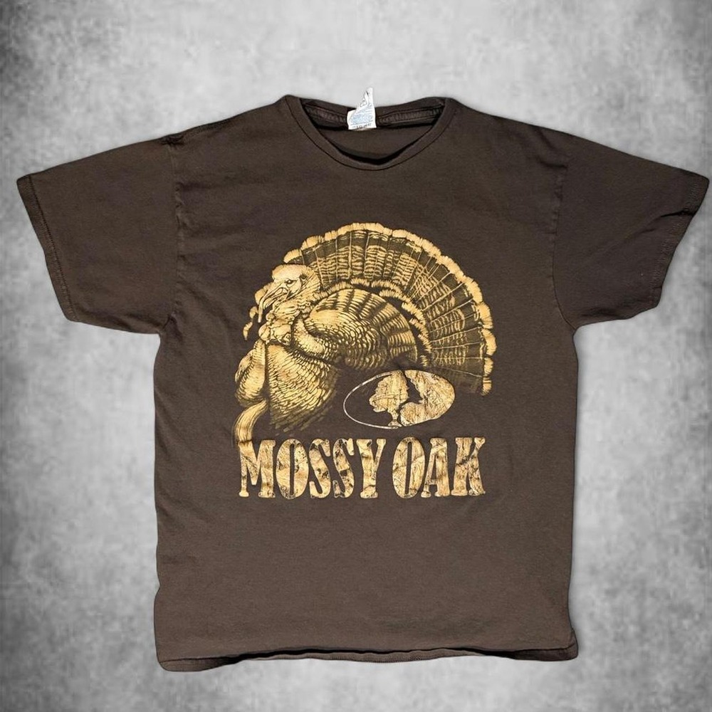 Mossy Oak Vintage Turkey Graphic Tee Mens Medium Dark Brown Delta Pro Weight